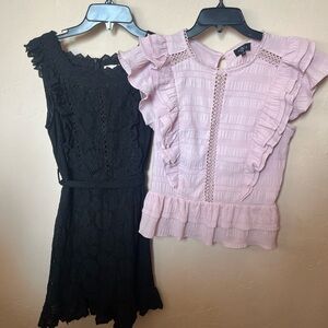 Entro Black Dress and Pink Ruffle Top